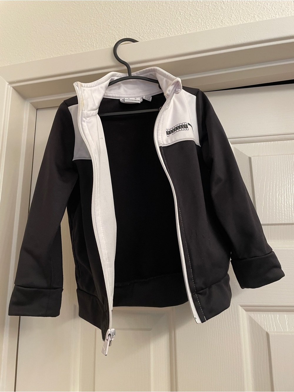 Puma Kids Black and White Colorblock Zip Jacket